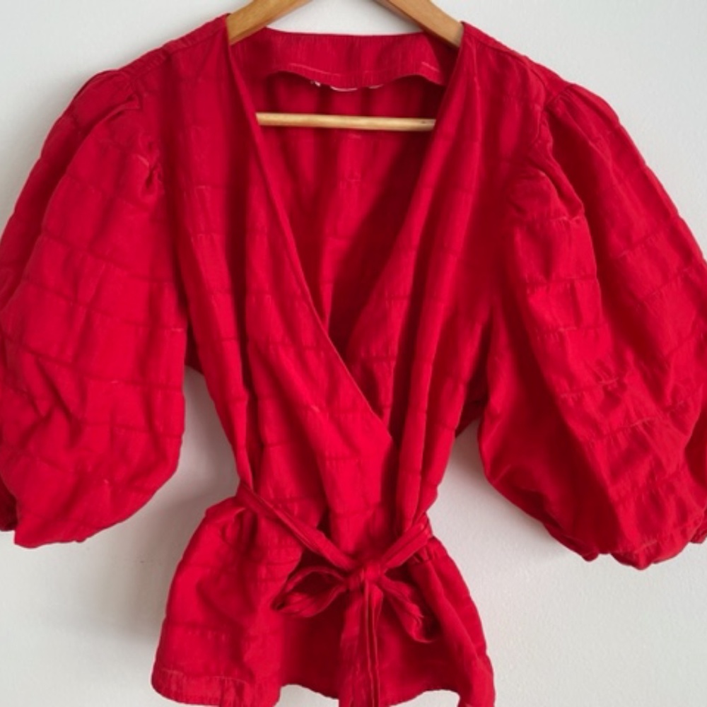 & Other Stories Red Wrap Shirt